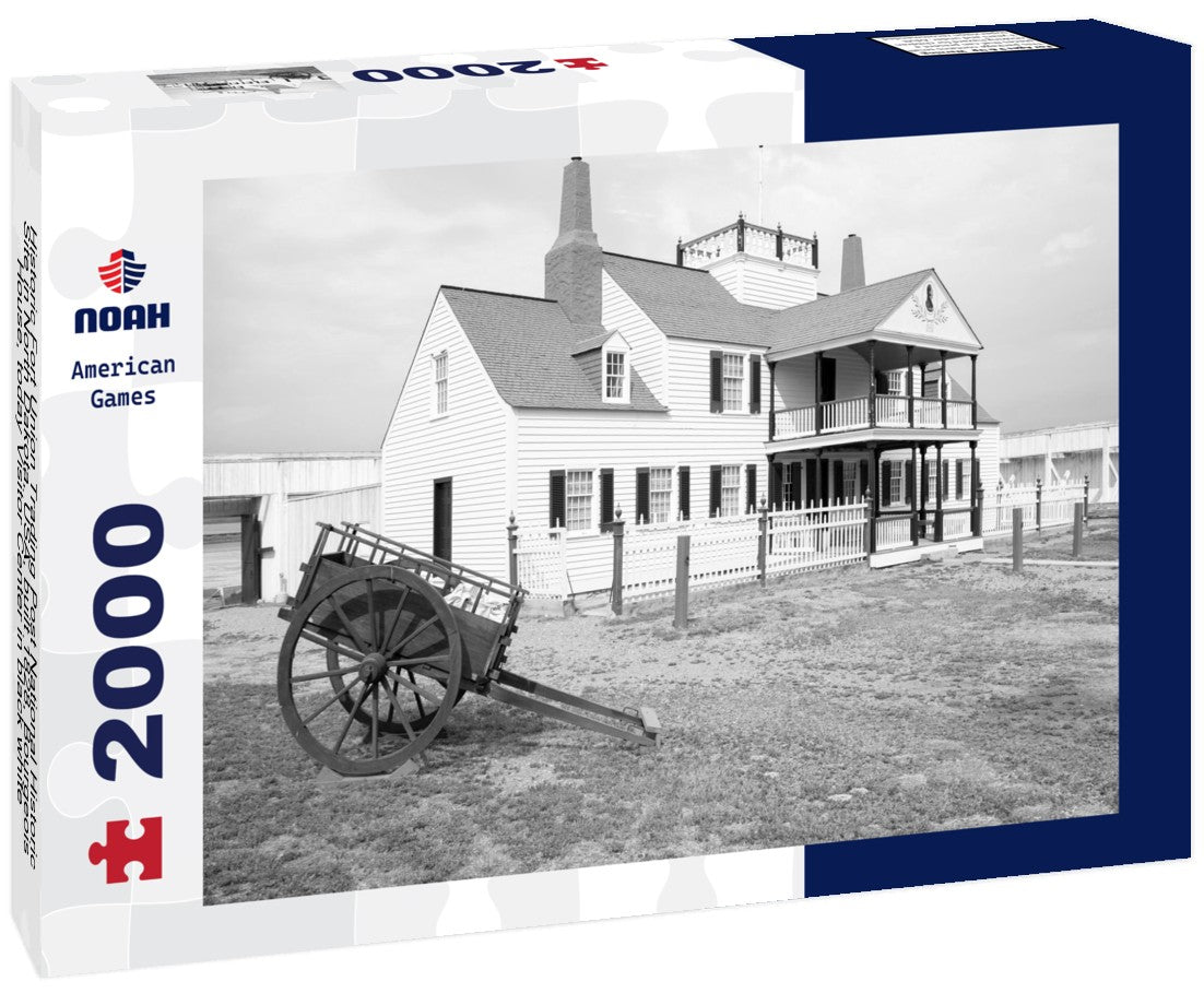 Historic Fort Union Trading Post National Historic Site in North Dakota, USA, built 1828, Bourgeois House, today Visitor Center 2000pc PuzzleBlack and White