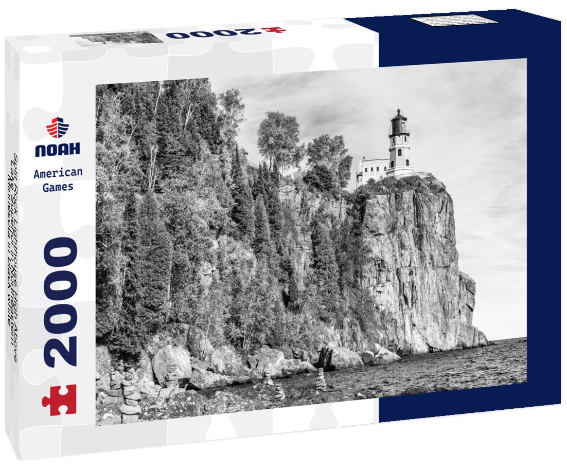 Split Rock Lighthouse High Above Lake Superior in Northeastern Minnesota 2000pc PuzzleBlack and White