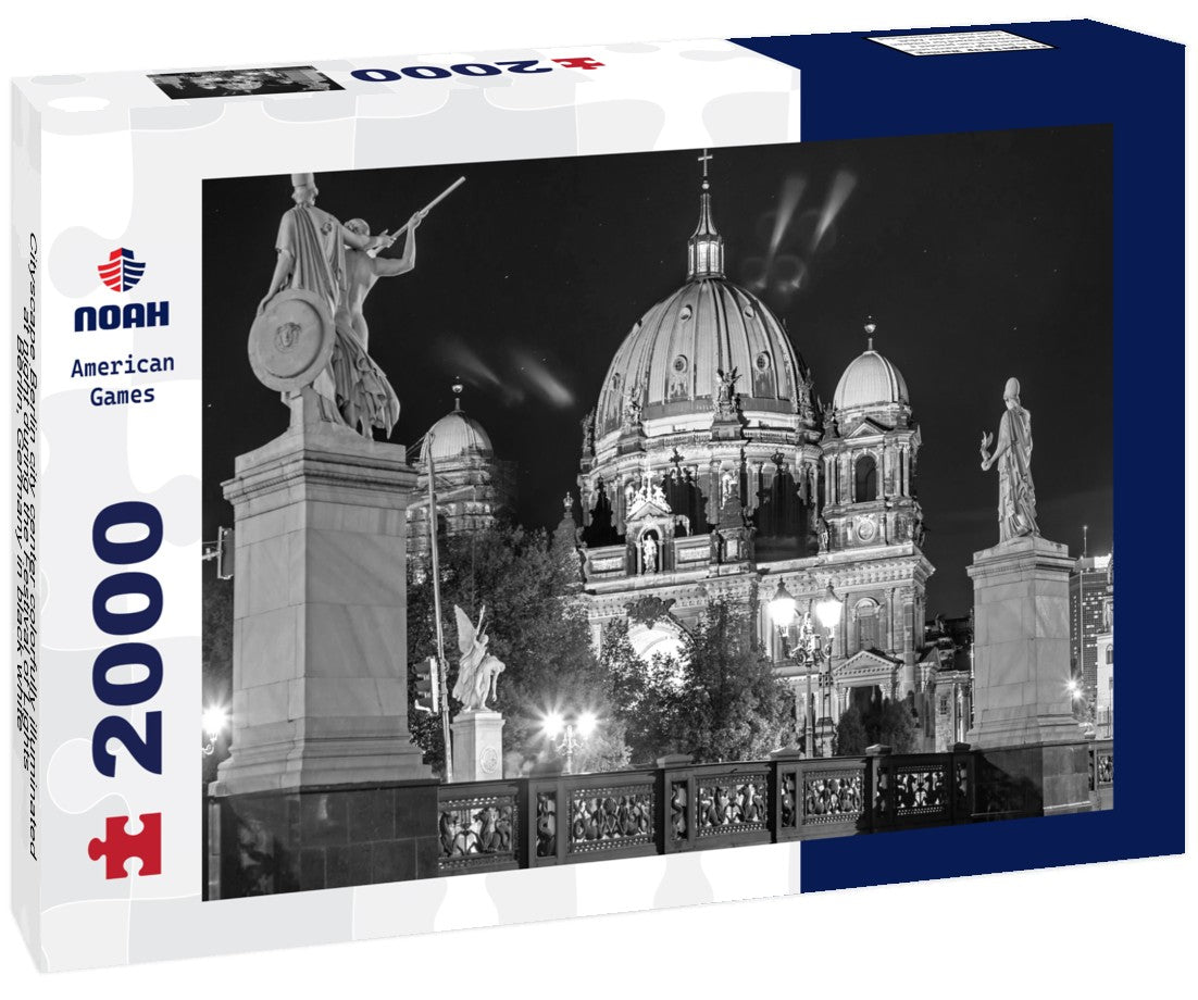 Cityscape Berlin city center colorfully illuminated at night during the Festival of Lights, Berlin, Germany 2000pc PuzzleBlack and White
