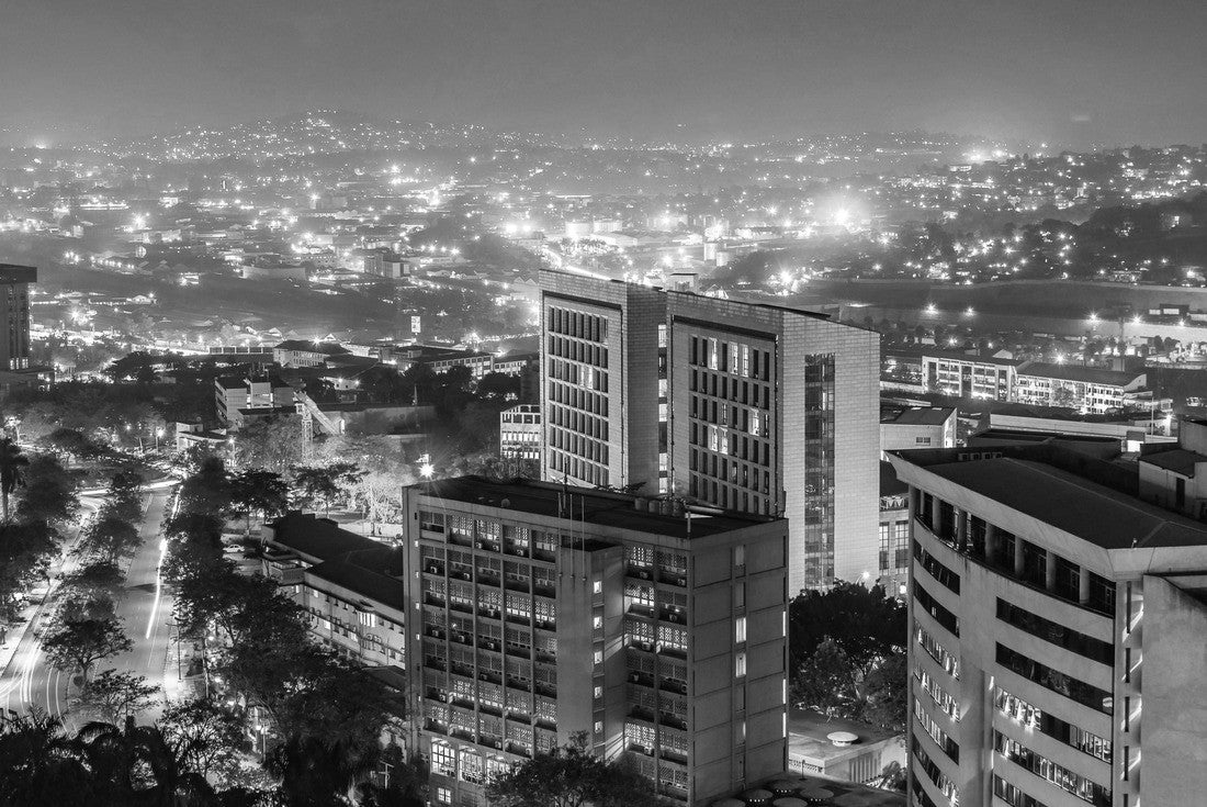 Noah Jigsaw Puzzle Night in Kampala, Uganda in black white 2000 pieces