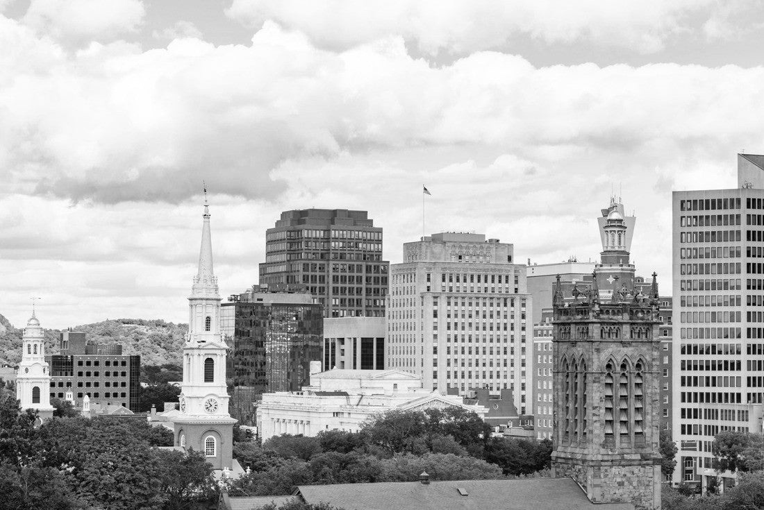 Churches and skyline of New Haven, Connecticut 2000pc PuzzleBlack and White