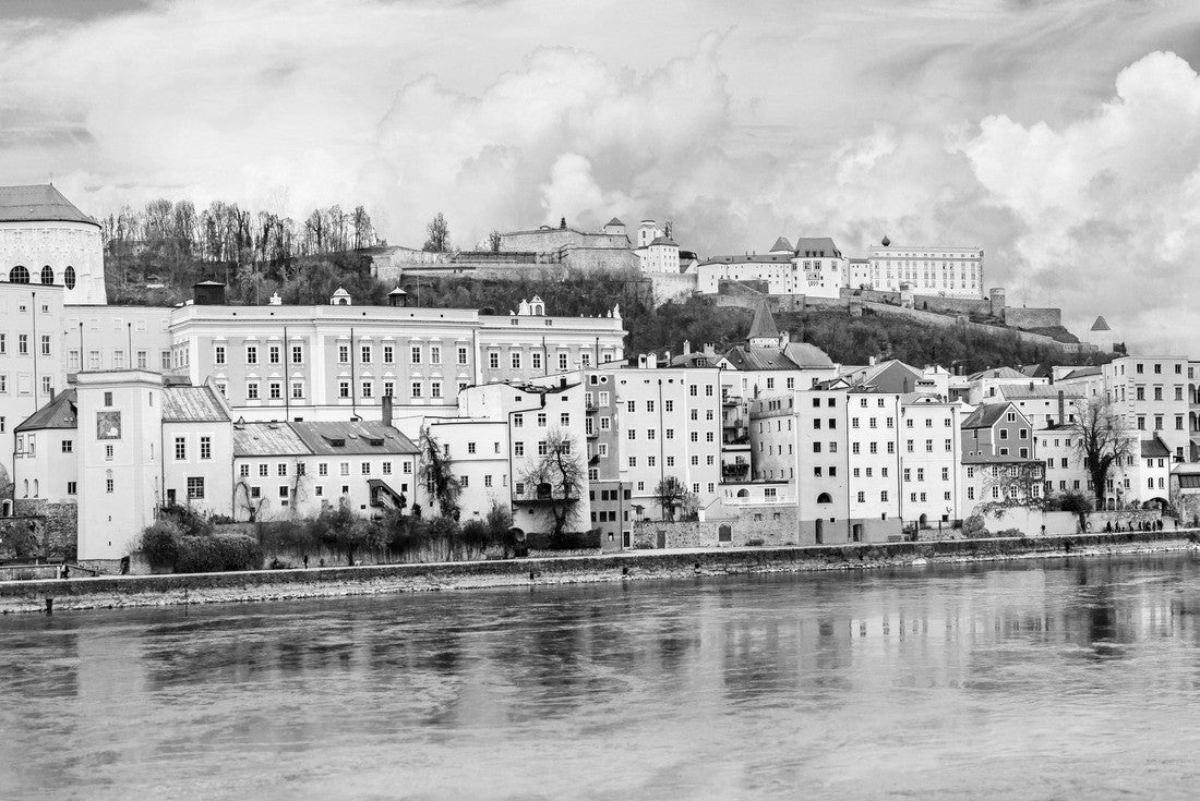 Germany's landmark - beautiful Passau in Bavaria. View with famous cathedral and bridge 2000pc PuzzleBlack and White