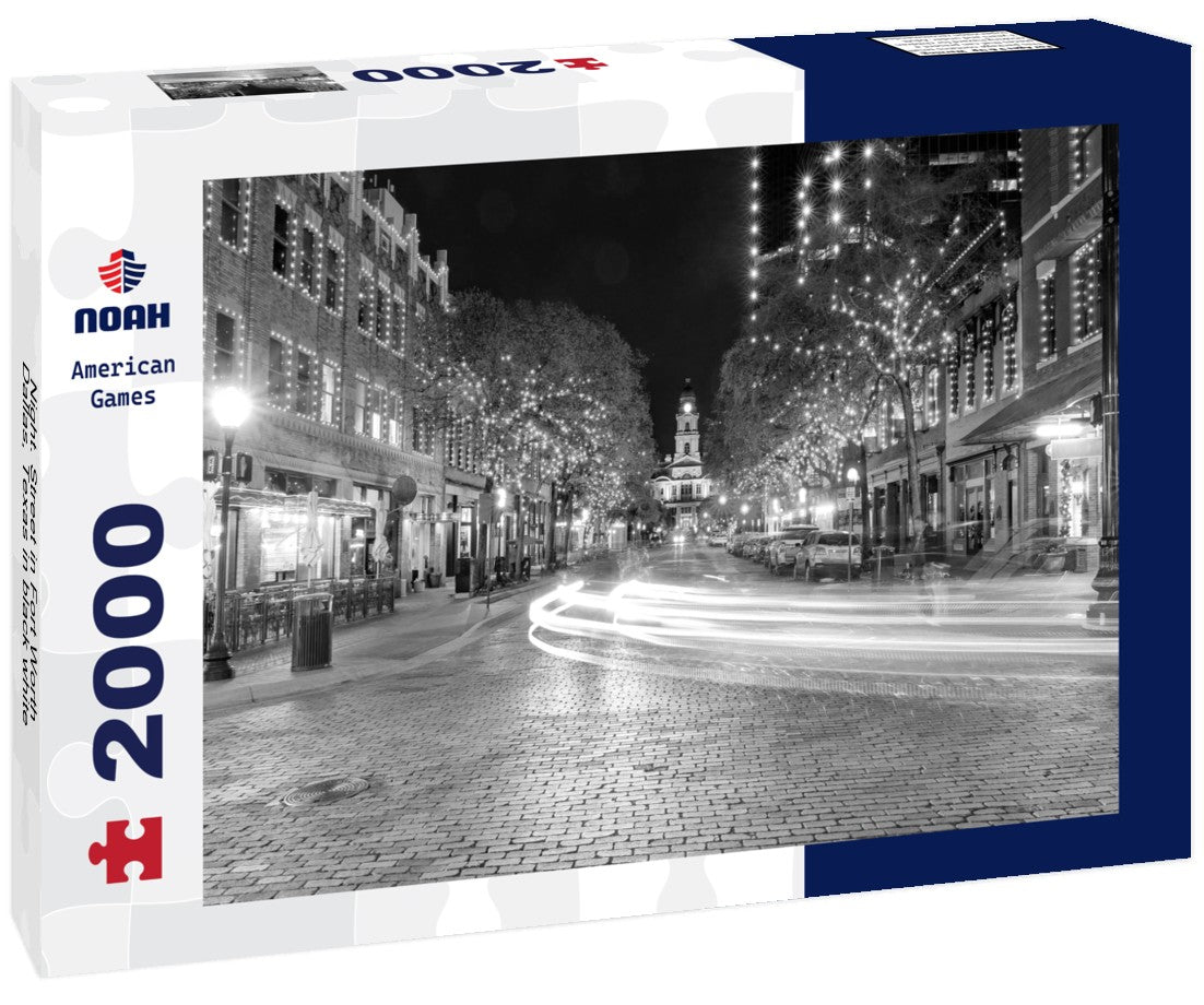Night. Street in Fort Worth, Dallas, Texas 2000pc PuzzleBlack and White