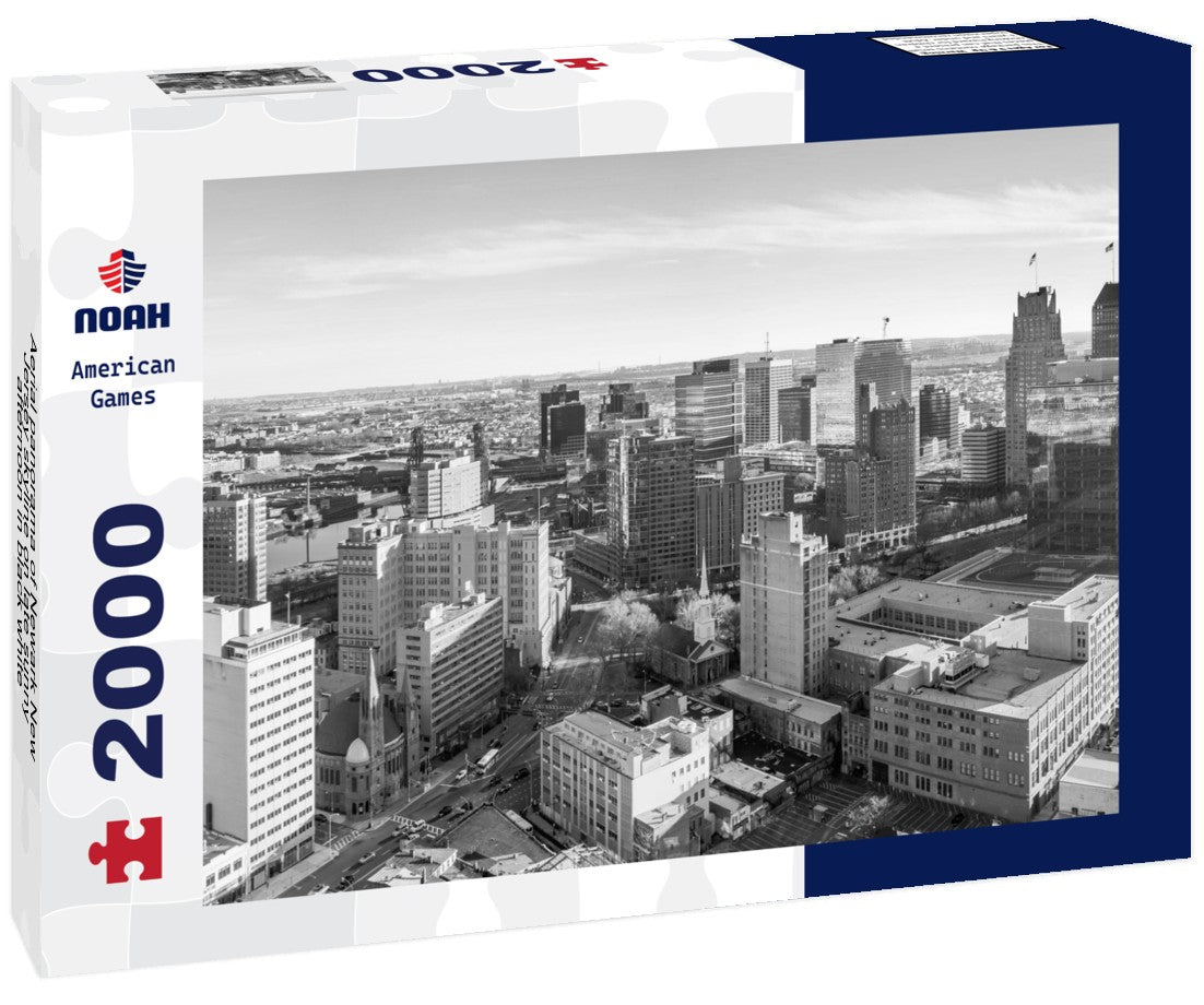 Aerial Newark New Jersey skyline on late sunny afternoon 2000pc PuzzleBlack and White