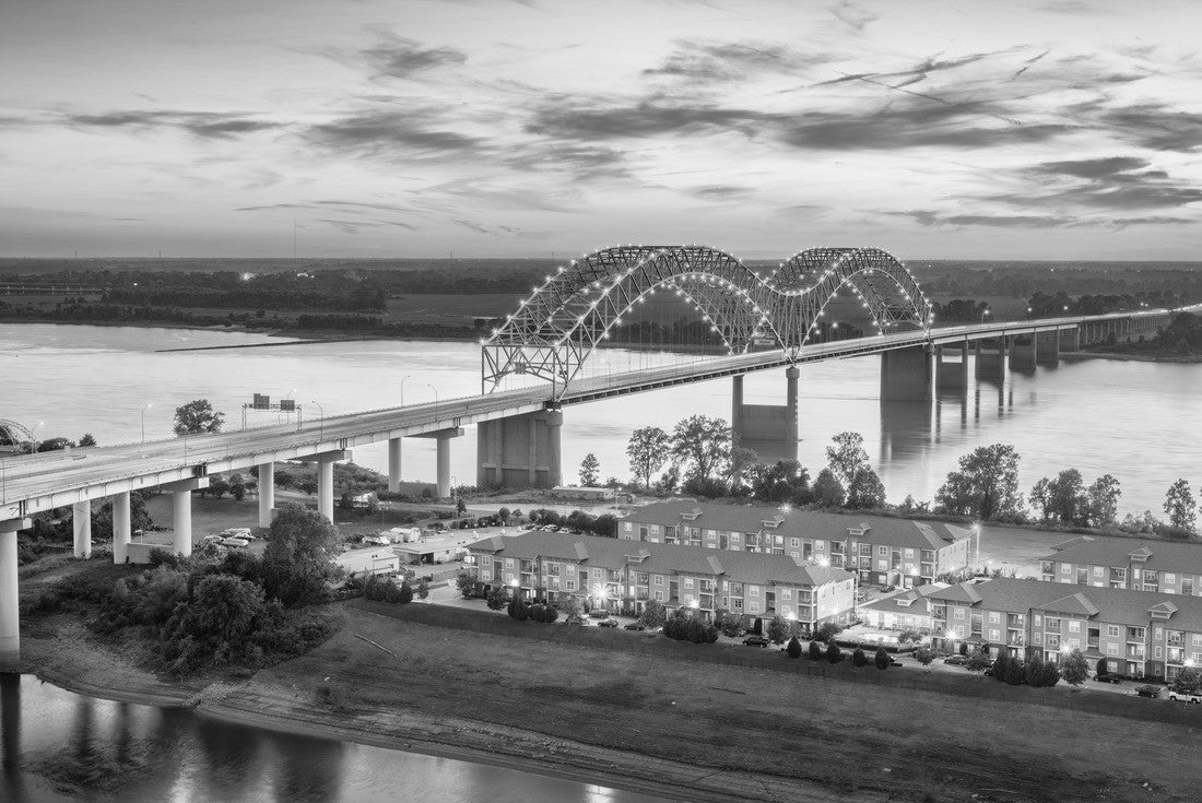 Memphis, Tennessee, USA at Hernando de Soto Bridge 2000pc PuzzleBlack and White