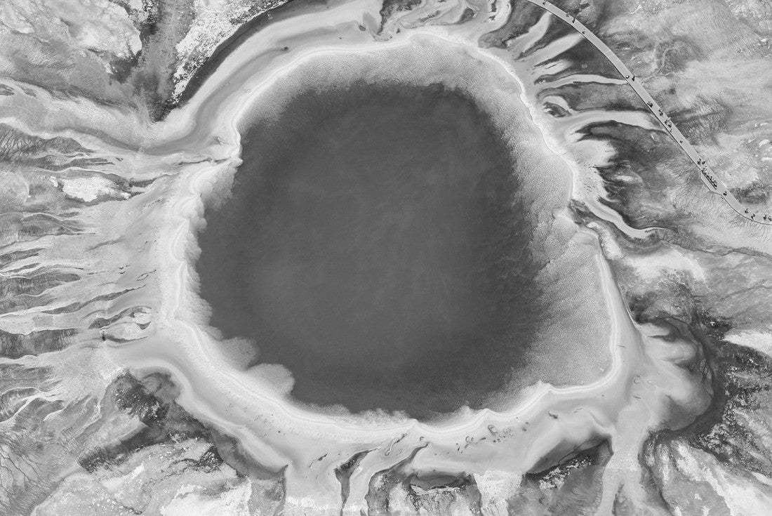 Noah Jigsaw Puzzle Grand Prismatic Spring, Midway Geyser Basin, Yellowstone National Park, Wyoming, USA in black white 2000 pieces