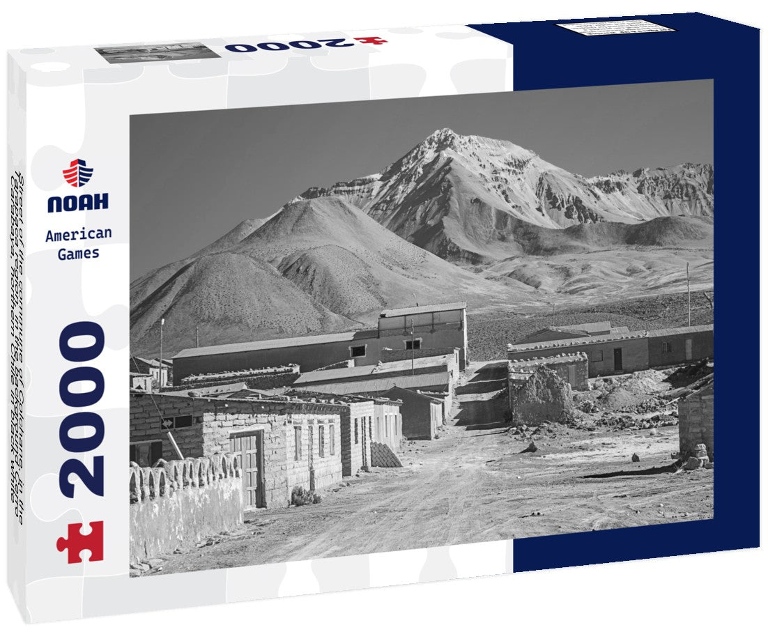 Street of the commune of Colchane, in the Tarapaca region, in the background Cerro Carabaya, northern Chile 2000pc PuzzleBlack and White