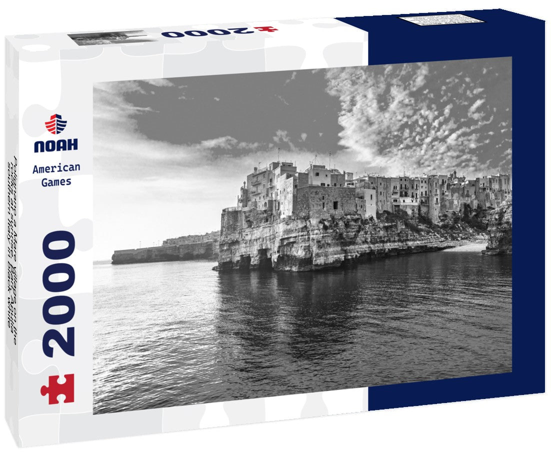 Polignano a Mare village on the rocks at sunrise, Bari, Apulia, southern Italy 2000pc PuzzleBlack and White