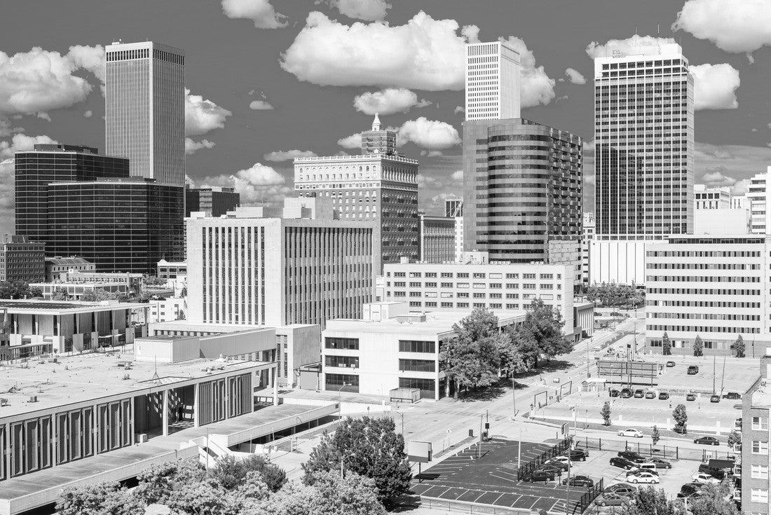 Noah Jigsaw Puzzle Tulsa, Oklahoma, USA downtown city skyline in the afternoon in black white 2000 pieces