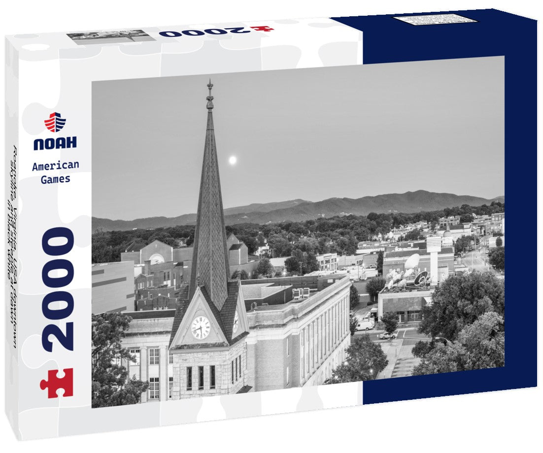 Roanoke, Virginia, USA downtown skyline and steeple at dawn 2000pc PuzzleBlack and White