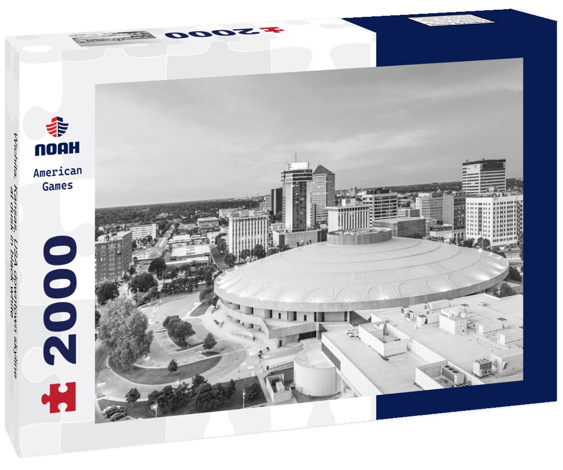 Wichita, Kansas, USA downtown skyline at dusk 2000pc PuzzleBlack and White