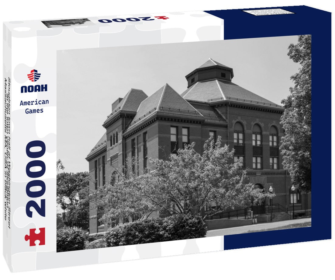 Stoughton town hall at Washington Street at the town center of Stoughton, Massachusetts MA, USA 2000pc PuzzleBlack and White