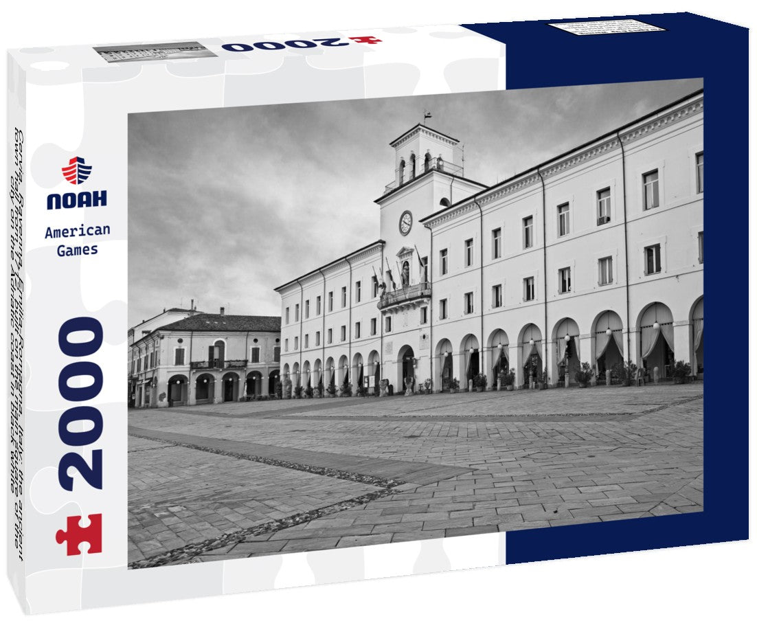 Cervia, Ravenna, Emilia-Romagna, Italy: the ancient town hall from 1712, built on the main square of the city on the Adriatic coast 2000pc PuzzleBlack and White