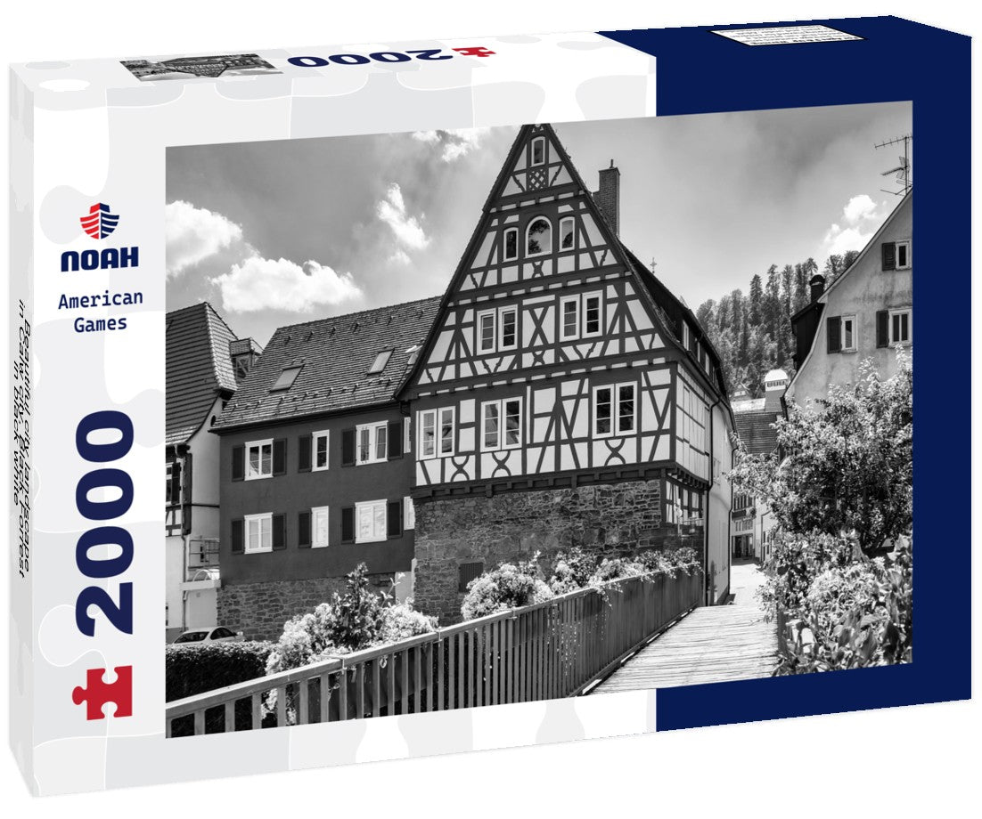 Beautiful city landscape in Calw city, Black Forrest 2000pc PuzzleBlack and White