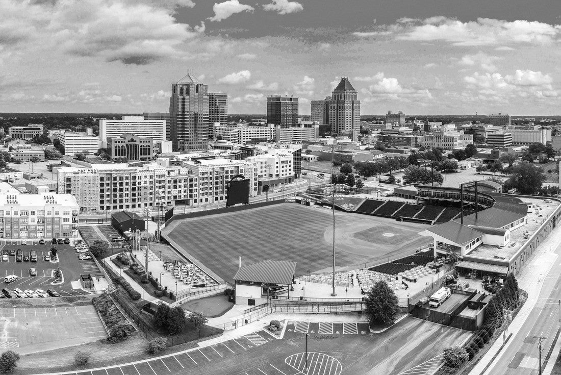 Drone Aerial of Downtown Greensboro North Carolina NC Skyline 2000pc PuzzleBlack and White