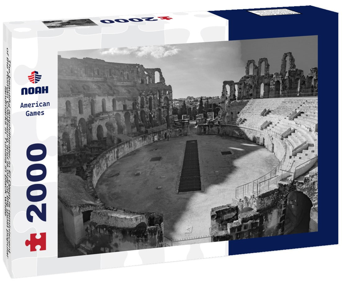 The beautiful amphitheater in El Djem is reminiscent of the Roman Colosseum and is one of the most popular landmarks in Tunisia 2000pc PuzzleBlack and White