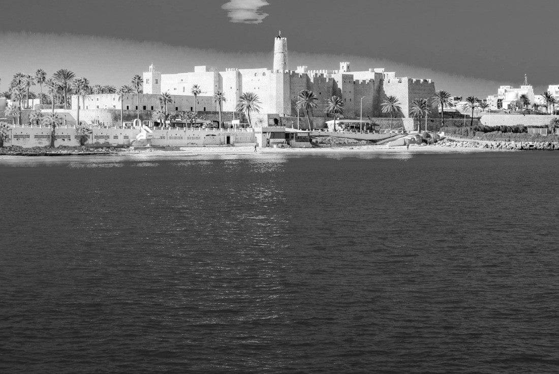 Monastir in Tunisia is an ancient city and popular tourist destination with a beach on the Mediterranean Sea 2000pc PuzzleBlack and White