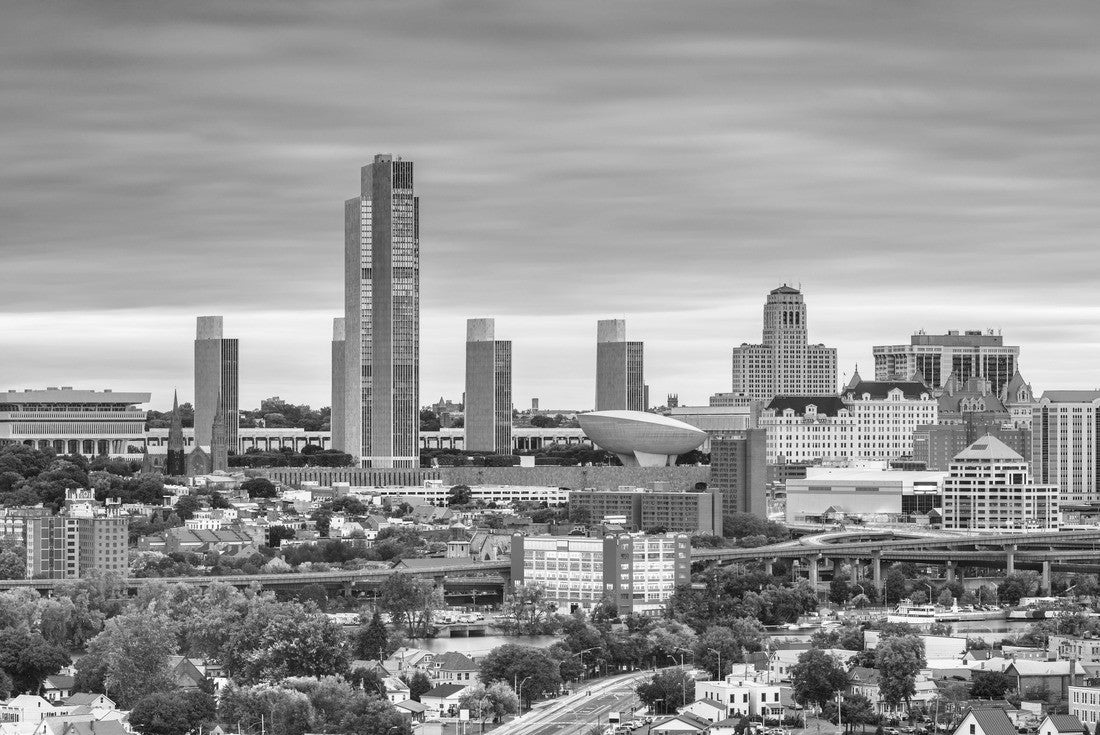 Noah Jigsaw Puzzle Albany, New York, USA downtown city skyline at dusk in black white 2000 pieces