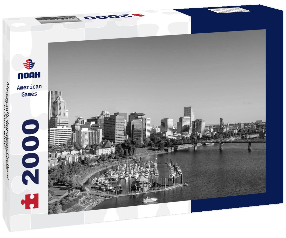 Marina with downtown Portland, Oregon in the background 2000pc PuzzleBlack and White
