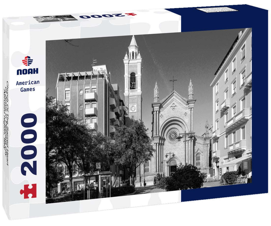 Church Of The Sacred Heart of Jesus in Pescara city, Abruzzo region, Italy 2000pc PuzzleBlack and White