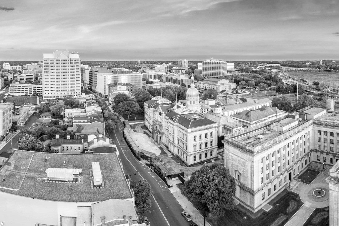 Aerial Trenton New Jersey skyline on late sunny afternoon 2000pc PuzzleBlack and White