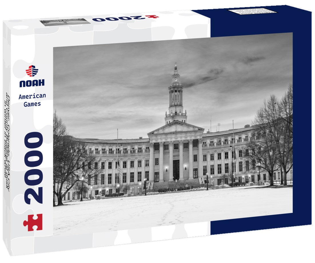 Denver, Colorado, USA City and County Building at dusk in winter 2000pc PuzzleBlack and White