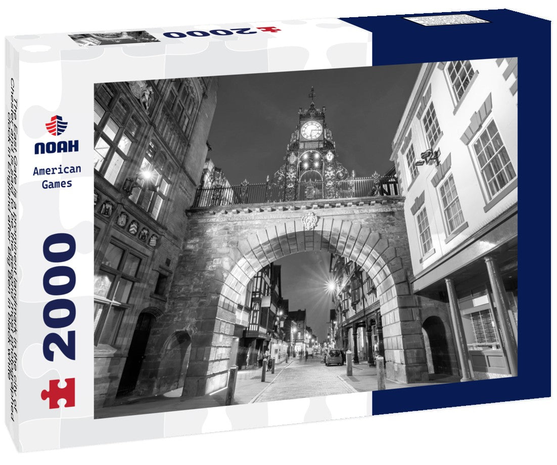 The East Gate is a prominent landmark in the city of Chester and is said to be the second most photographed clock in England after Big Ben 2000pc PuzzleBlack and White