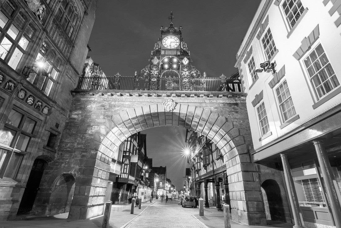 The East Gate is a prominent landmark in the city of Chester and is said to be the second most photographed clock in England after Big Ben 2000pc PuzzleBlack and White