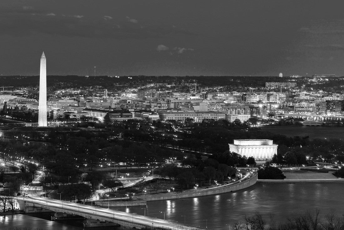 aerial view of Washington DC cityscape from Arlington Virginia USA 2000pc PuzzleBlack and White