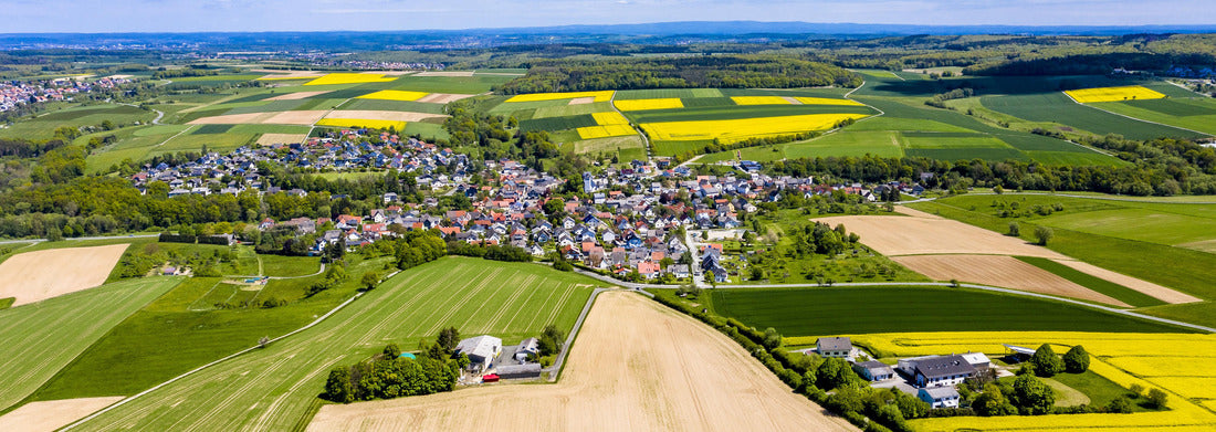 agriculture with grain fields and rape cultivation, Usingen, Schwalbach, Hochtaunuskreis, Hesse, Germany 1000pc Panoramic Puzzle