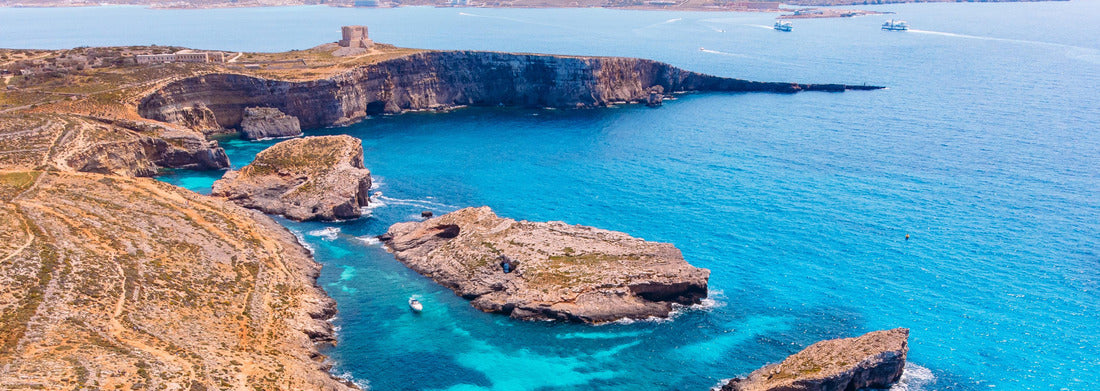 Noah Jigsaw PuzzlePanorama Beach Blue Lagoon Comino Malta. Aerial view, Panorama 1000 Pieces
