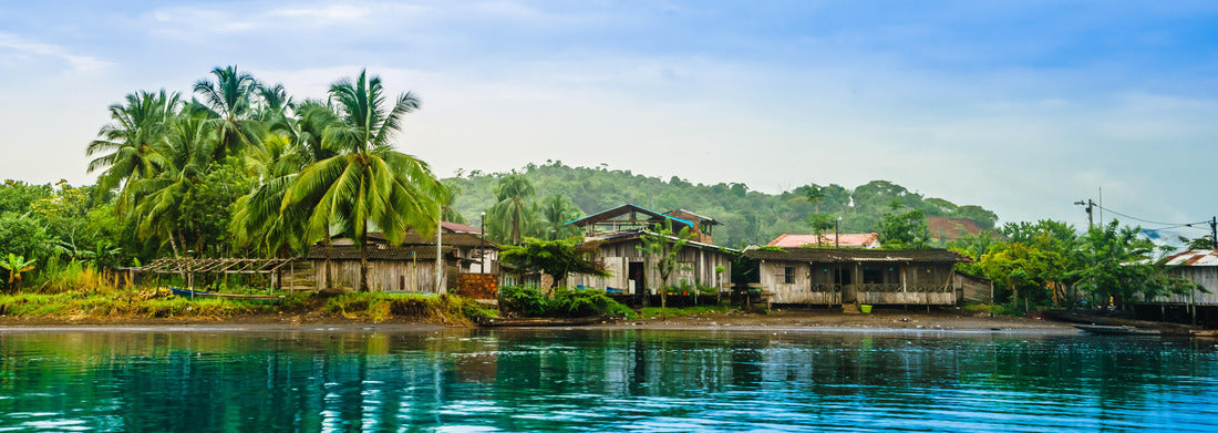 Village El Valle next to Bahia Solano in the Choco region, Colombia 1000pc Panoramic Puzzle