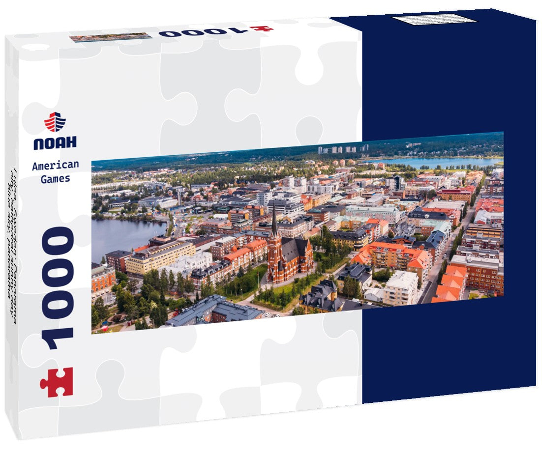 Lulea, Sweden: City, cathedral sunny day, blue sky 1000pc Panoramic Puzzle
