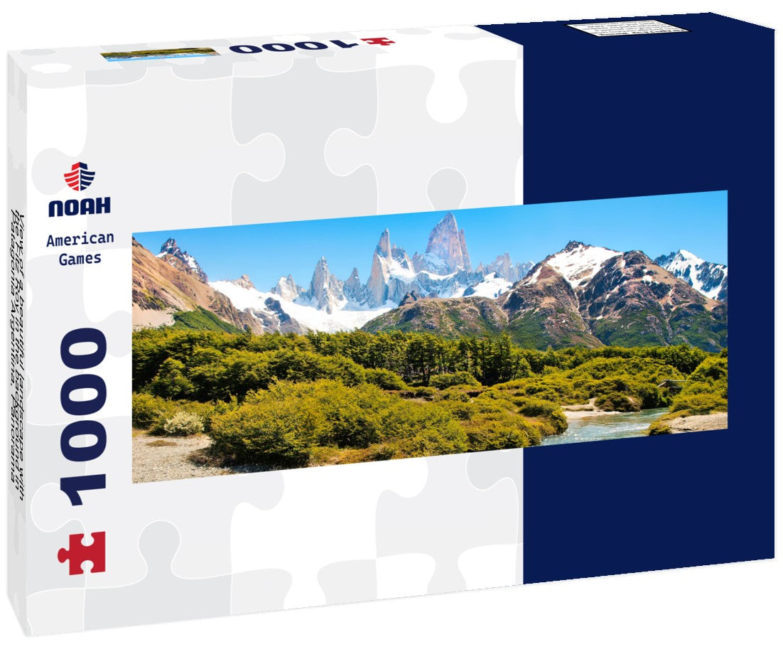beautiful landscape with the Fitz Roy in the background in Patagonia Argentina 1000pc Panoramic Puzzle