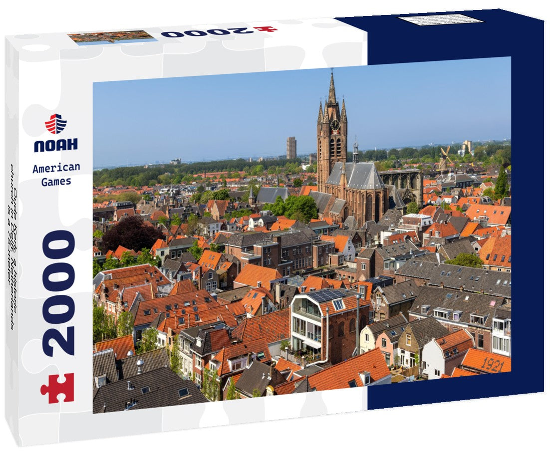 Oude Kerk, a historic church in Delft, Netherlands, is a 75-meter-high brick tower 2000pc Puzzle