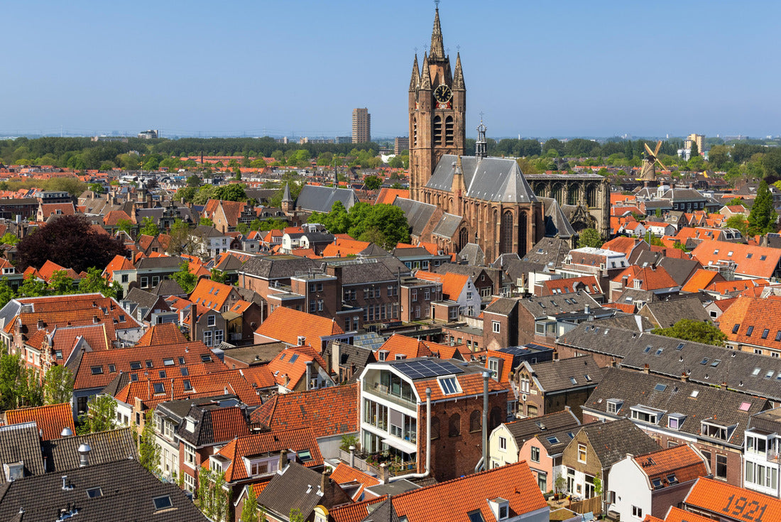 Oude Kerk, a historic church in Delft, Netherlands, is a 75-meter-high brick tower 2000pc Puzzle