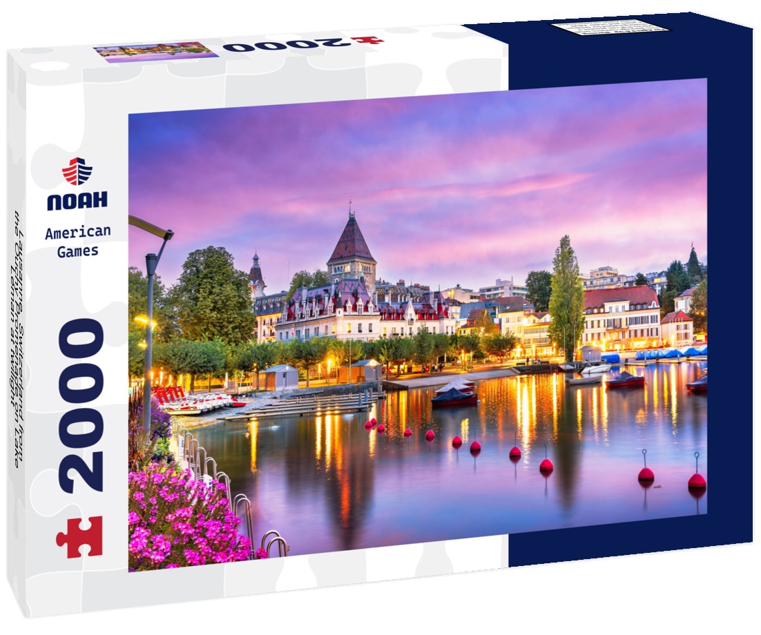 Lausanne, Switzerland from the Ouchy Promenade on Lake Leman at twilight 2000pc Puzzle