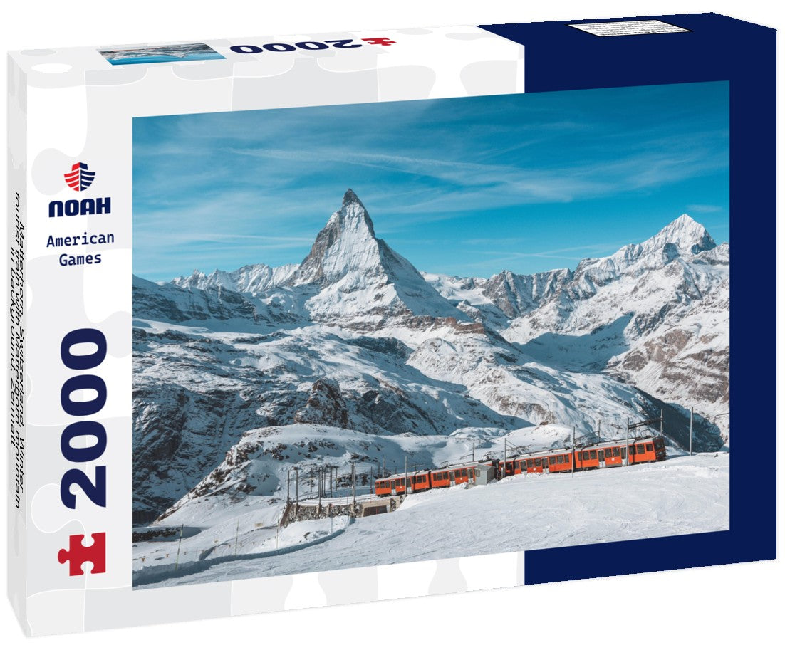Matterhorn, Switzerland, Winter tourist train with Matterhorn mountain in background, Zermatt 2000pc Puzzle