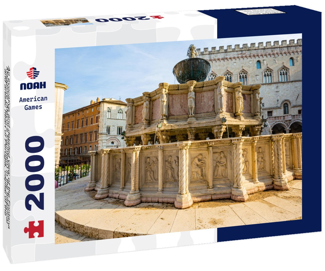 An evocative and detailed view of the Fontana Maggiore (Mayor's Fountain) in the historical and artistic heart of Perugia, capital of the Umbria region, in central Italy 2000pc Puzzle