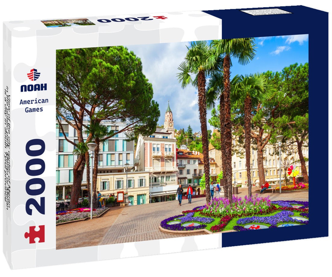 the city center of Meran in the public park. Meran or Meran is a city in South Tyrol province in northern Italy 2000pc Puzzle