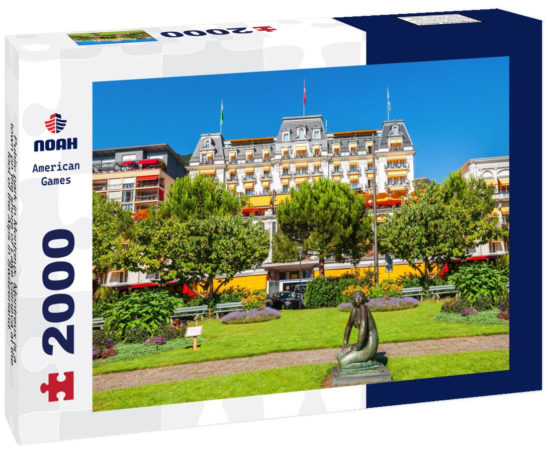 Public park in Montreux. Montreux is a town on the shore of Lake Geneva at the foot of the Alps in Switzerland. 2000pc Puzzle