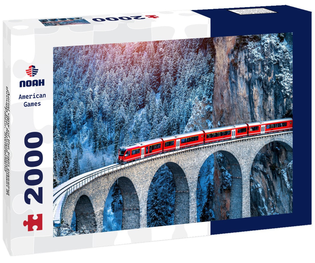 Aerial view of the train passing through the famous mountain in Filisur, Switzerland 2000pc Puzzle