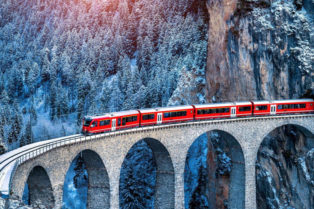 Aerial view of the train passing through the famous mountain in Filisur, Switzerland 2000pc Puzzle