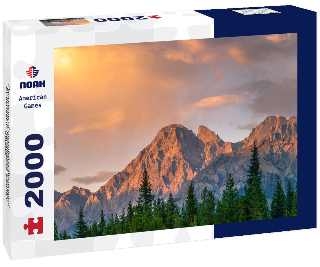 mountains illuminated by sunset in Kananaskis Country, Alberta 2000pc Puzzle