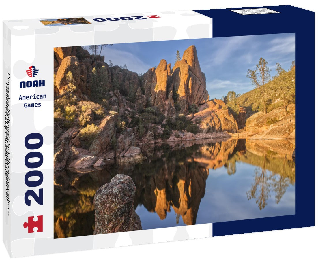 Pinnacles National Park Rock Formations Reflected in Bear Gulch Reservoir During Golden Hour 2000pc Puzzle