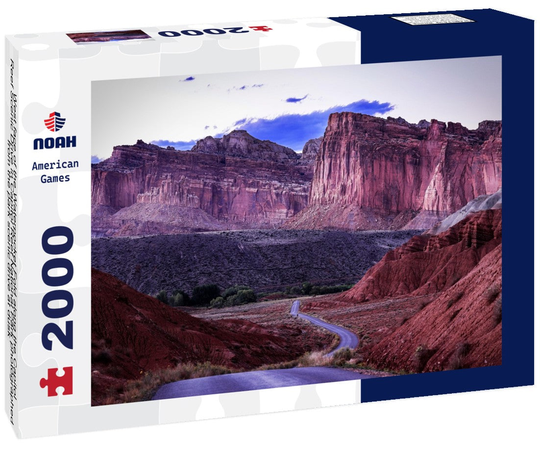 West face of the Waterpocket Fold along the Capitol Reef Scenic Drive in Capitol Reef National Park photographed from the park scenic drive at dusk 2000pc Puzzle