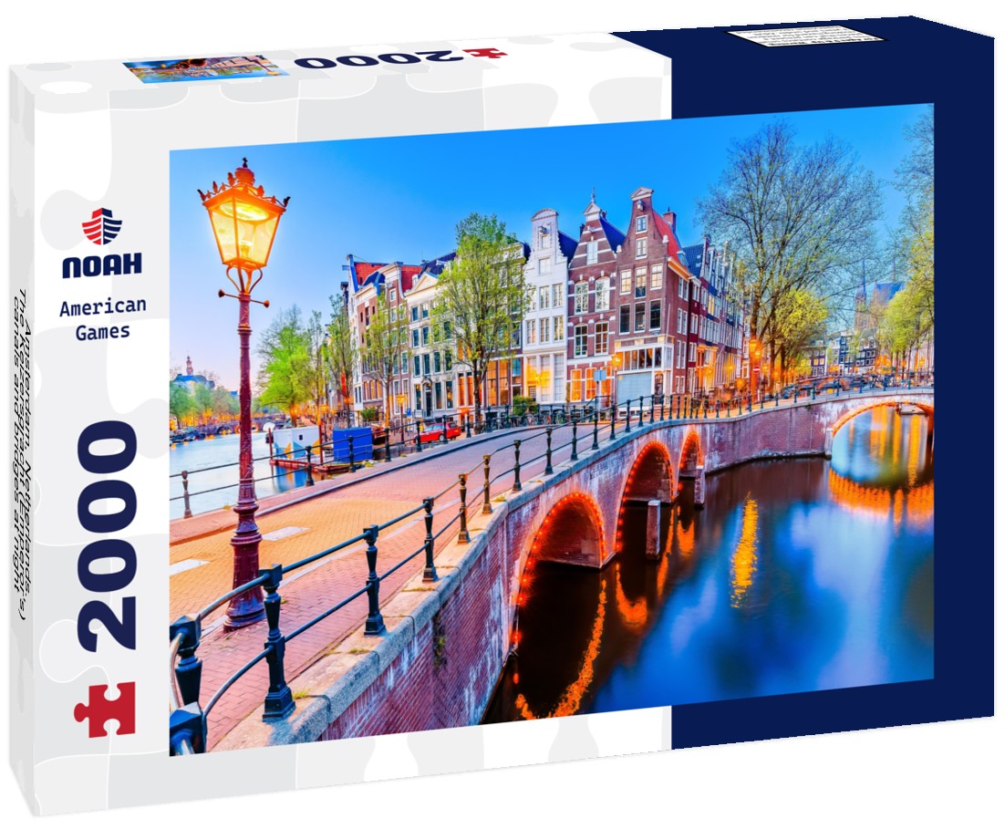 Amsterdam, Netherlands. The Keizersgracht (Emperor's) canals and bridges at night 2000pc Puzzle