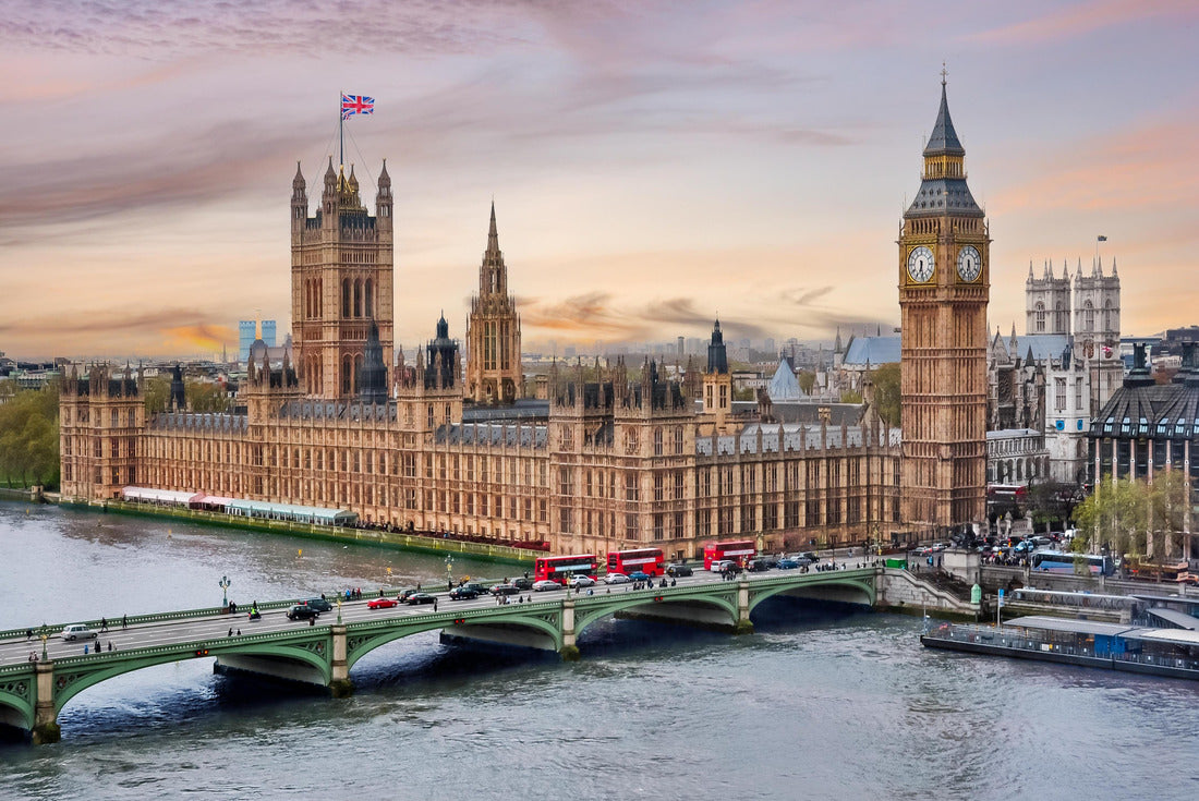 London cityscape with Houses of Parliament and Big Ben tower at sunset, UK 2000pc Puzzle