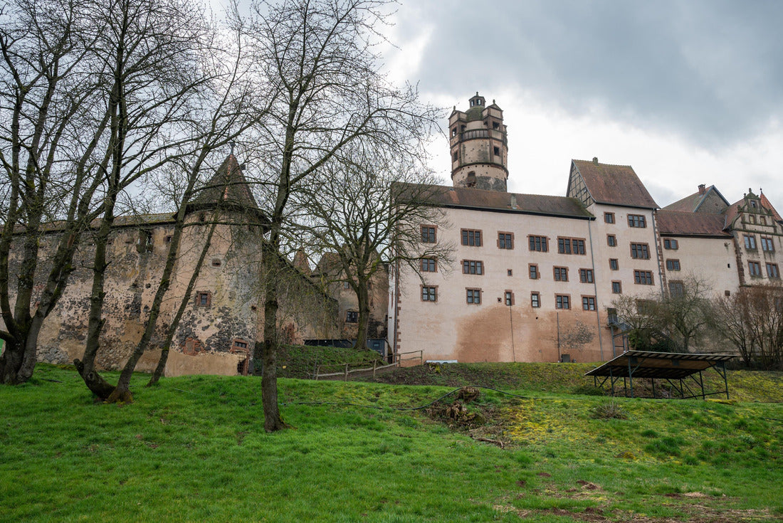the beautiful Ronneburg Castle during cloudy day, entire castle with meadow in front, low angle view Germany 2000pc Puzzle