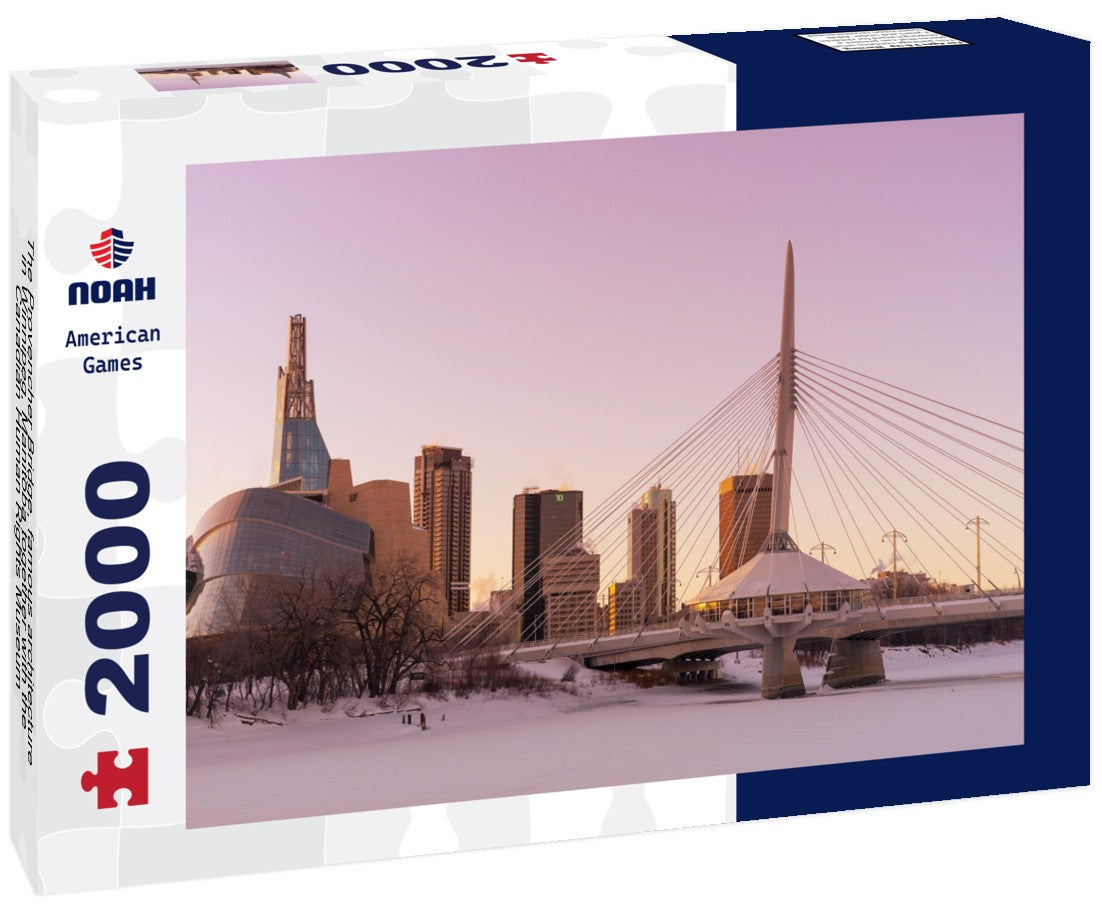 The Provencher Bridge, famous architecture in Winnipeg, Manitoba together with the Canadian Human Rights Museum 2000pc Puzzle